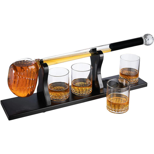 DECANTER - GOLF STICK W/STAND & 4 GLASSES