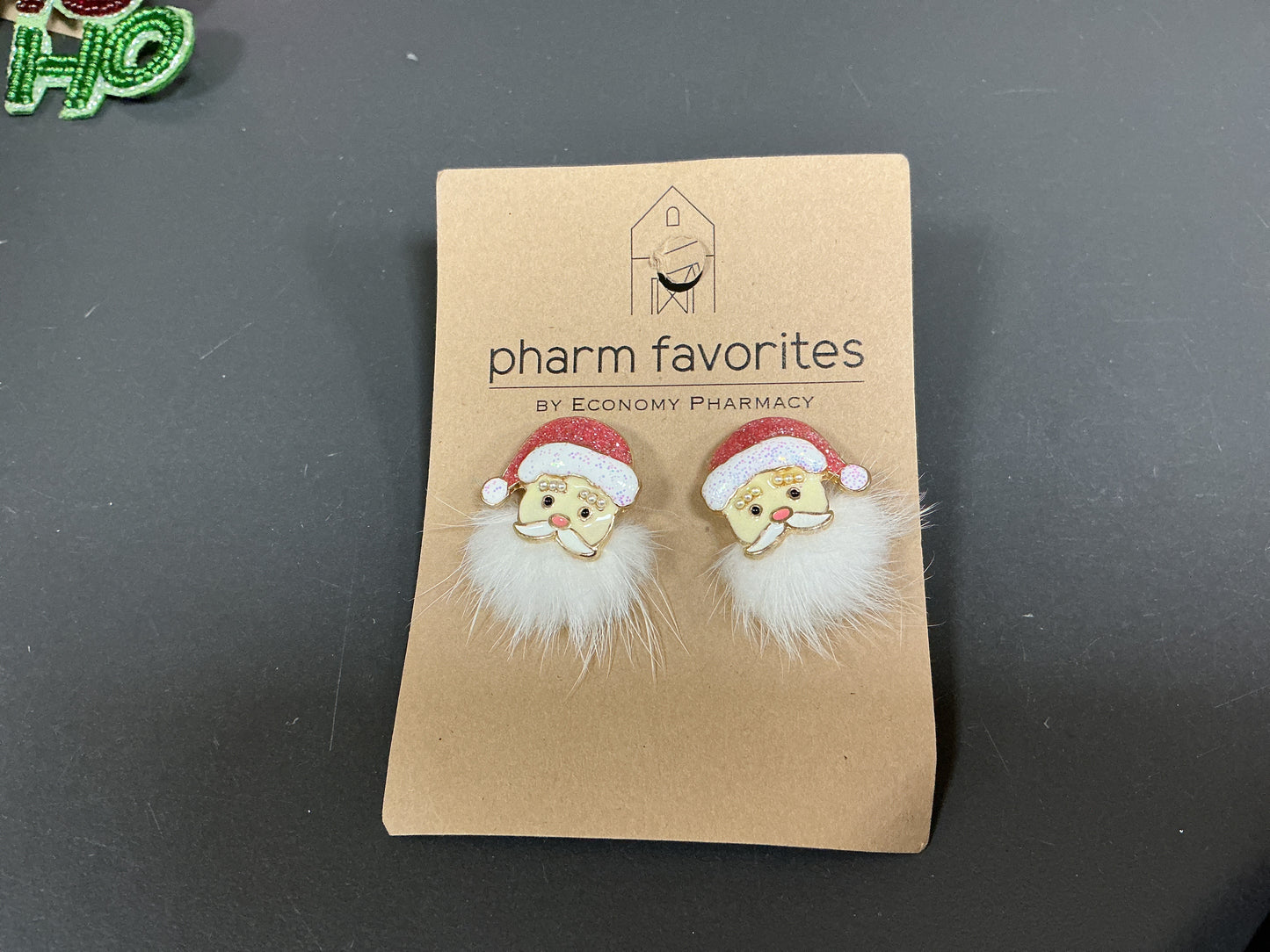 Enamel Santa Earrings with Furry Beard