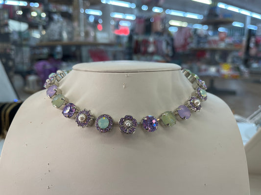 SLVR NCKLC MINT & LVNDR STONES & PEARL FLWRS