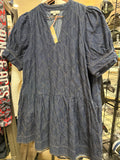 DARK DENIM DRESS W/ QUILTING