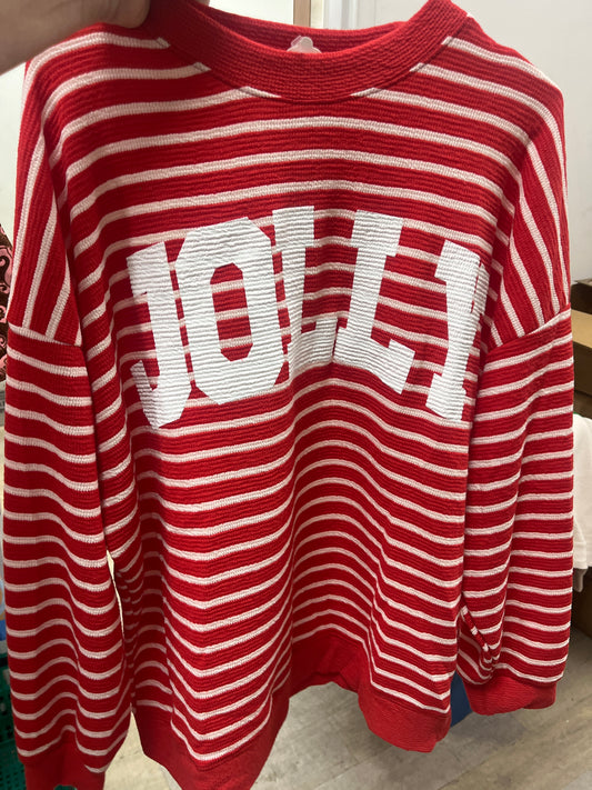 JOLLY STRIPED CLOUDY KNIT LONG SLEEVE SWEATER