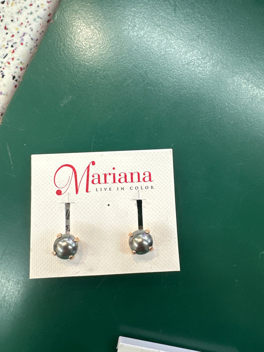 ROSE GOLD STUD EARRINGS MARIANA - GREY PEARL