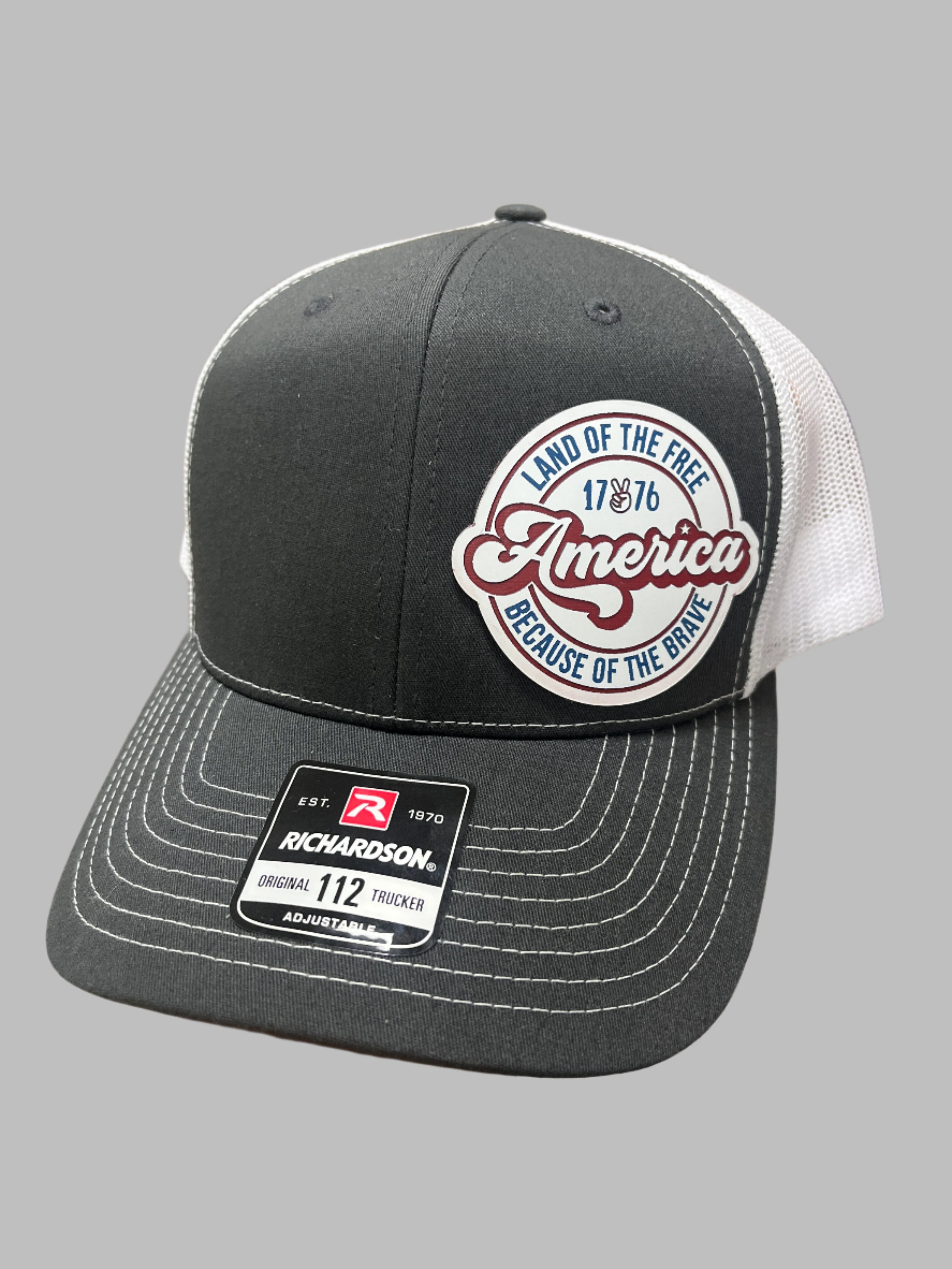 DARK GRAY & WHITE HAT - AMERICA LAND OF THE FREE PATCH