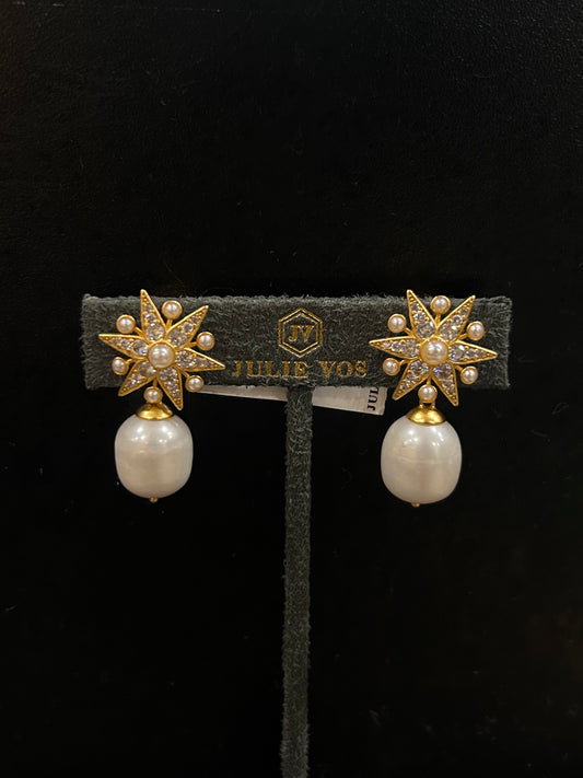 CELESTE PEARL DROP EARRINGS GLD PRL