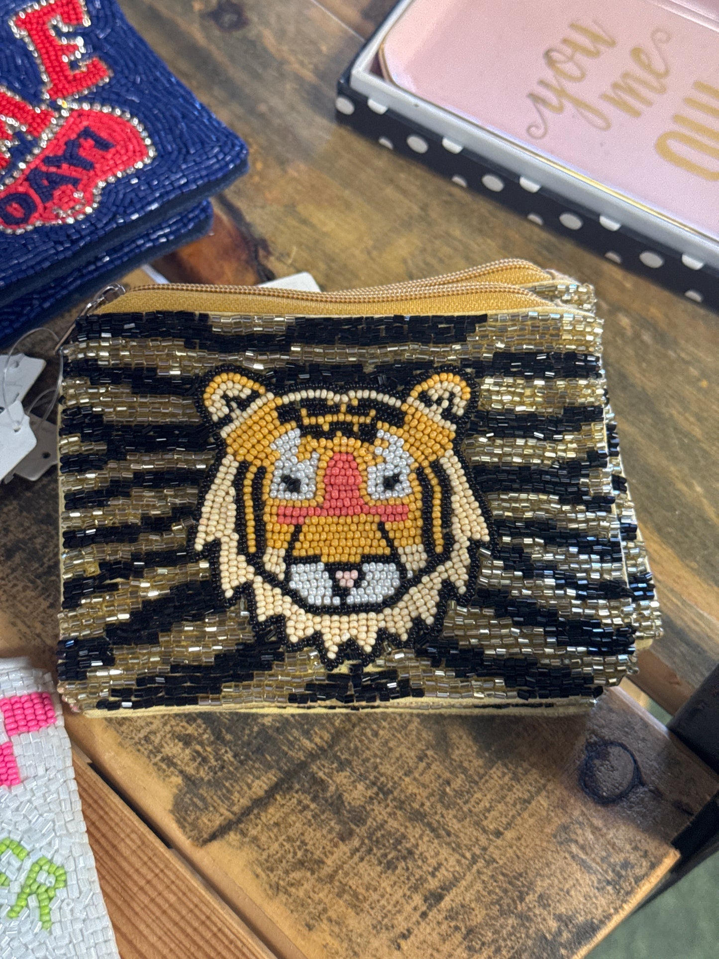 TIGER BEADED COIN PURSE