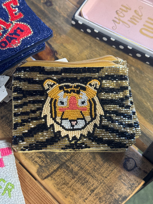 TIGER BEADED COIN PURSE