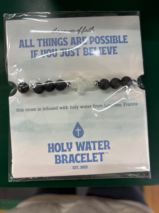 HOLY WATER MENS LAVA ROCK BRACELET IN SILVER