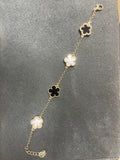 BLACK & IVORY CLOVER GOLD CHAIN BRACELET
