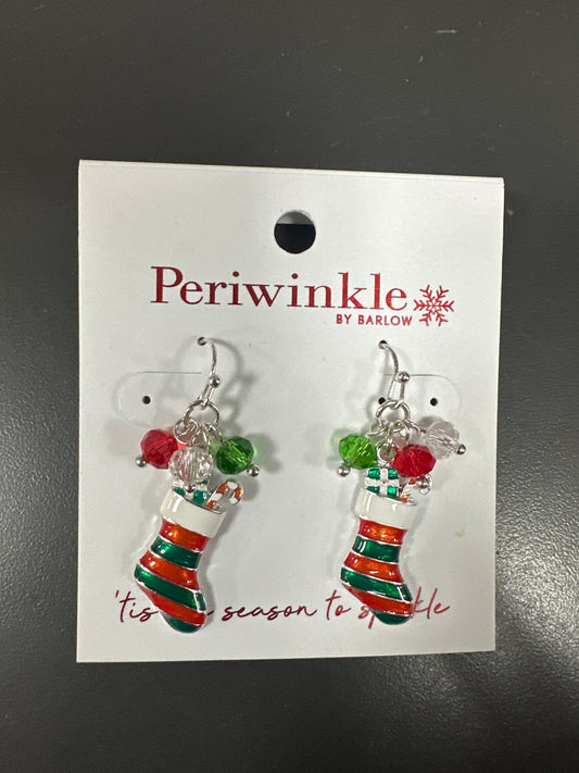 STOCKING WITH RED/GREEN BEADS EARRINGS