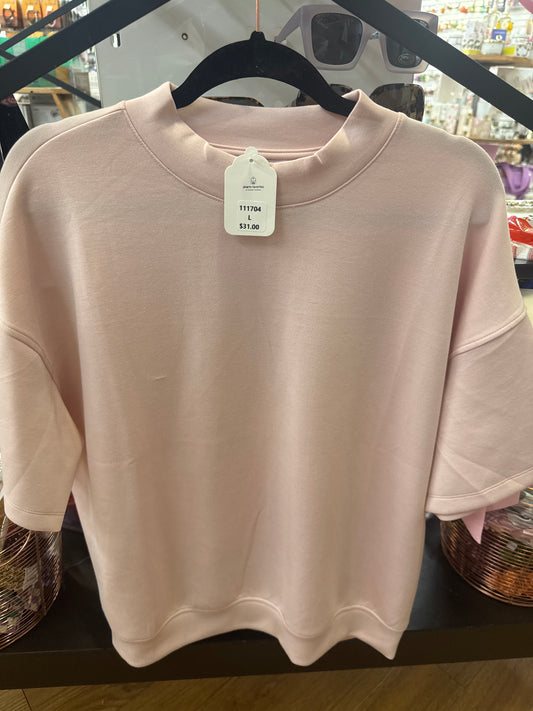 SCUBA MOCK NECK SS TOP - BABY PINK - 1XL - Pharm Favorites by Economy Pharmacy