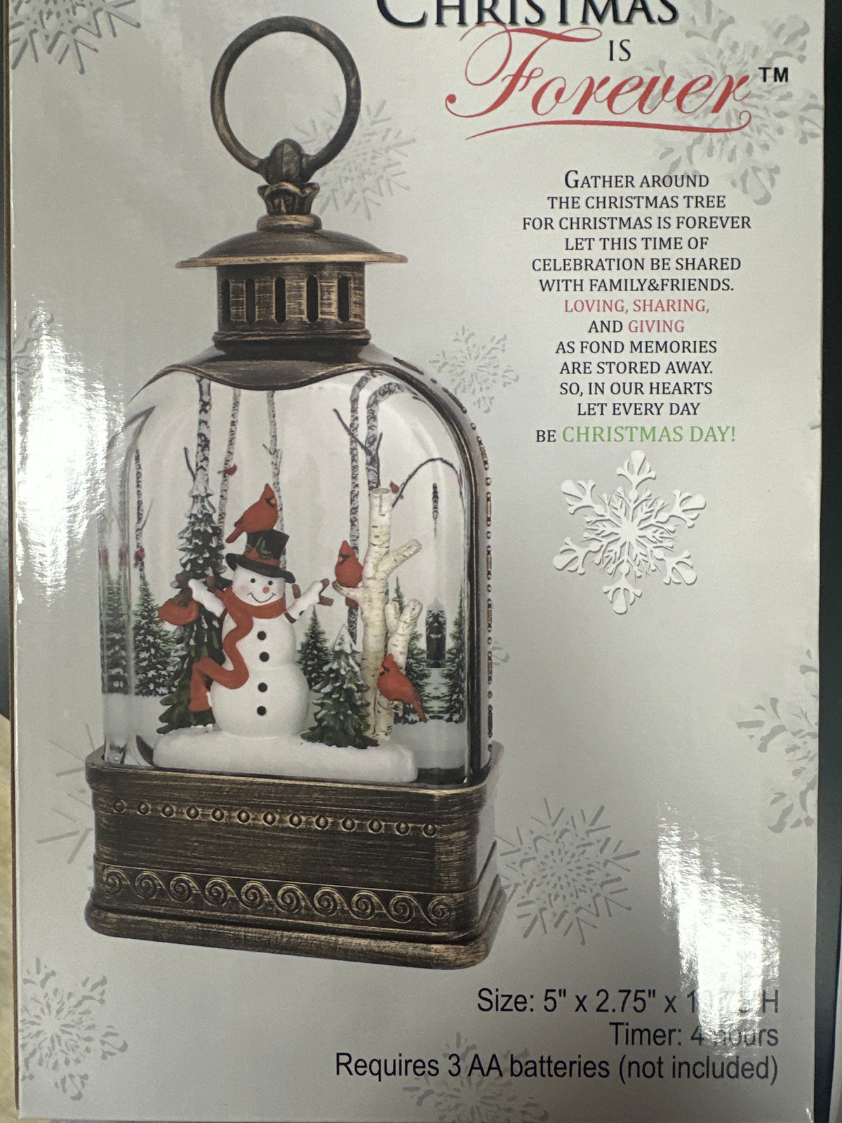 10.75" W FROSTY FOREST DOME GLITTER LANTERN