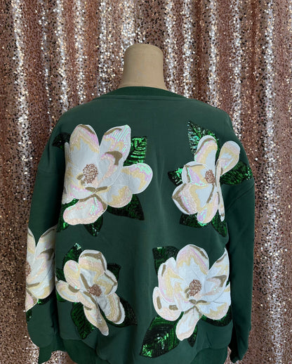 DARK GREEN MAGNOLIAS SWEATSHIRT