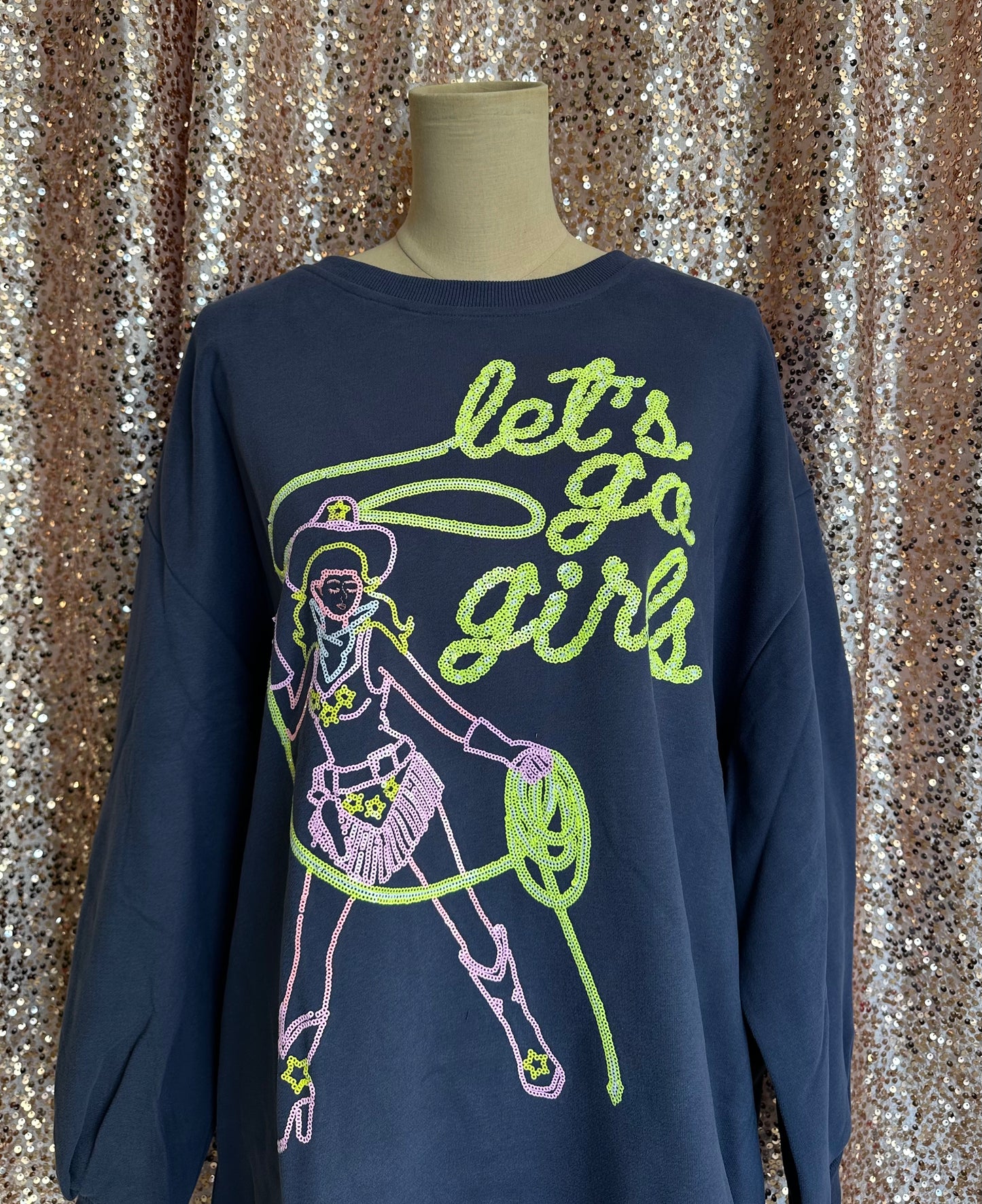 NAVY LET'S GO GIRLS SWEATSHIRT