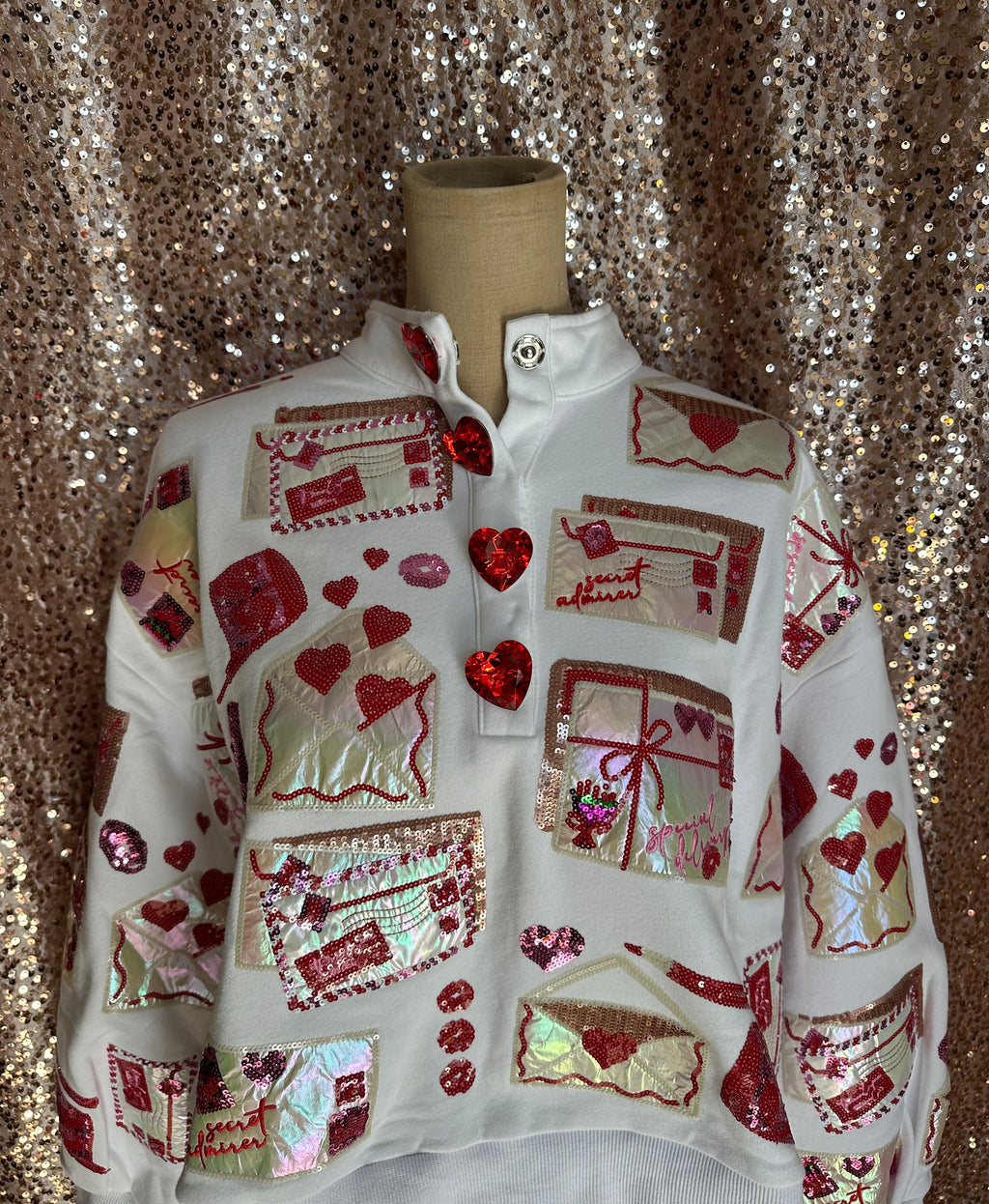 WHITE LOVE LETTERS HENLEY SWEATSHIRT