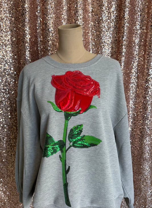 GREY MEGA ROSE SWEATSHIRT