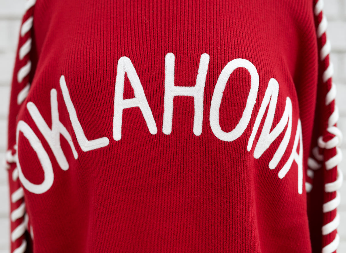 CRIMSON OKLAHOMA WHIP STITCH SWEATER