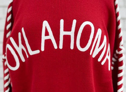 CRIMSON OKLAHOMA WHIP STITCH SWEATER