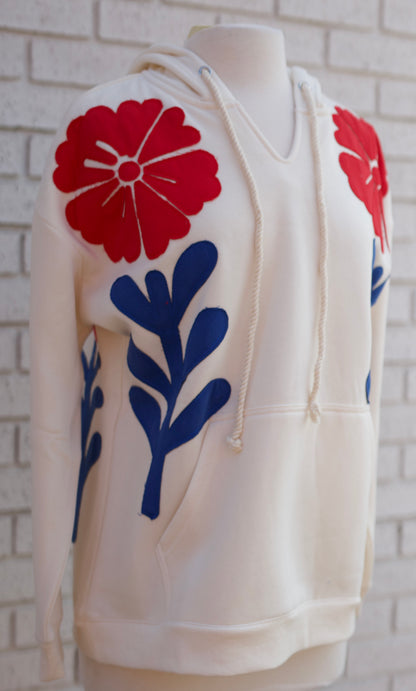 CASUAL HOODIE TOP WITH FLOWER PATCH