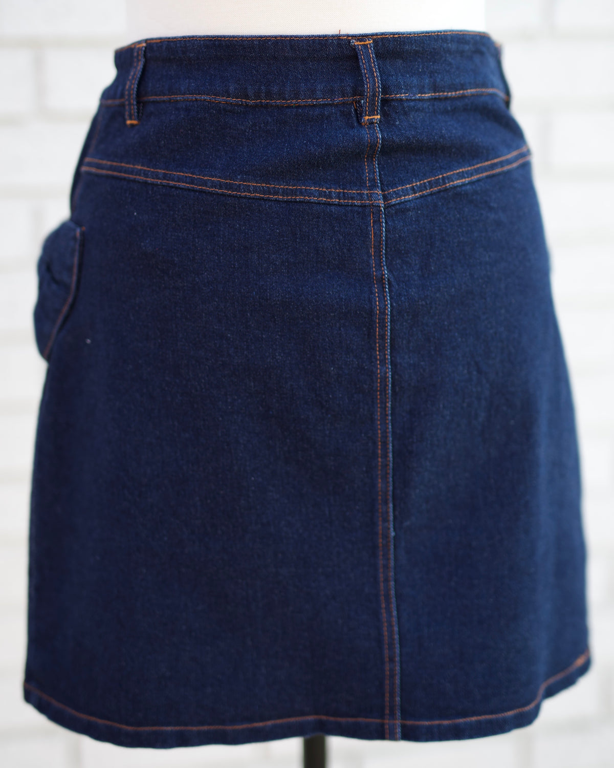 DARK DENIM SKIRT W/BOWS - Pharm Favorites by Economy Pharmacy