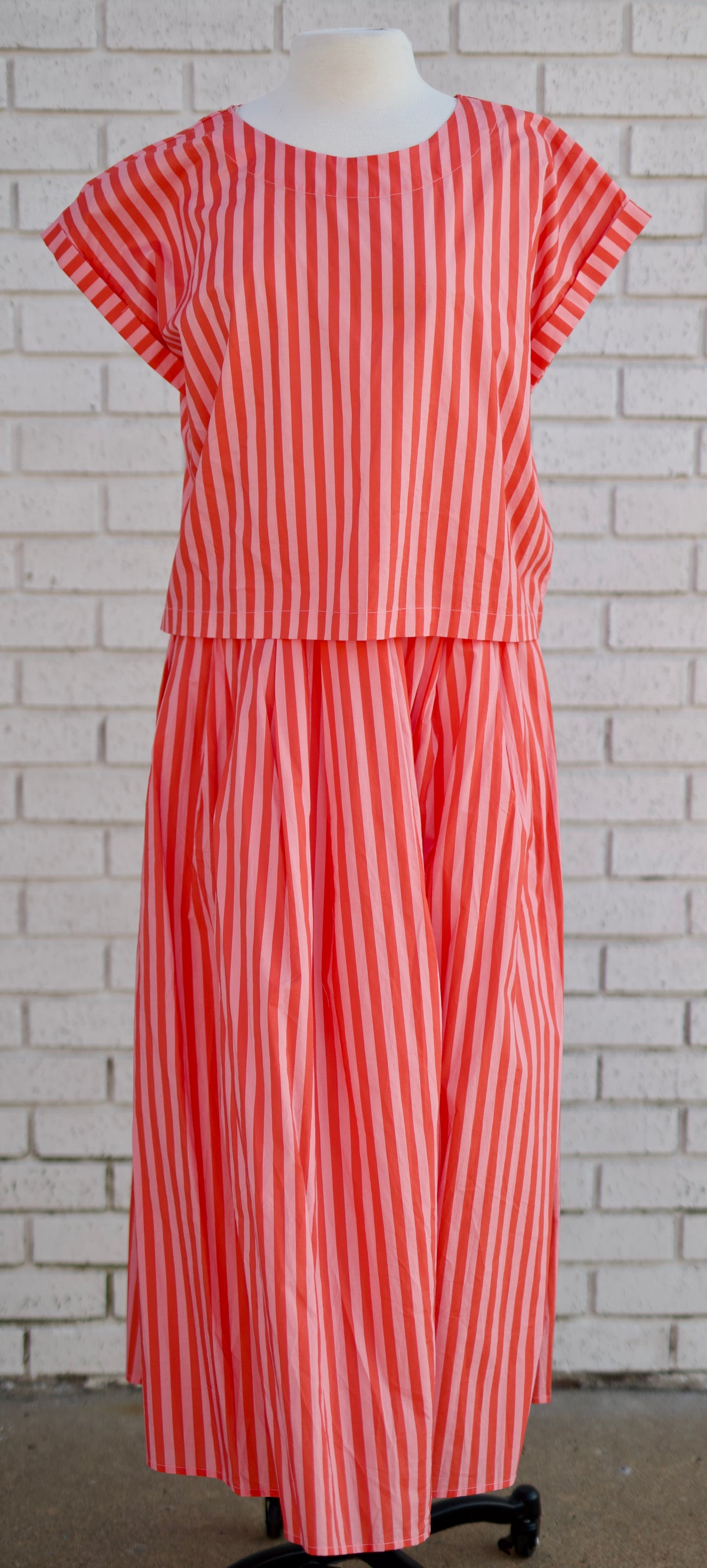 STRIPED MIDI SKIRT AND TOP 2 PC SET