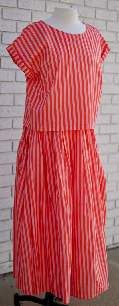 STRIPED MIDI SKIRT AND TOP 2 PC SET
