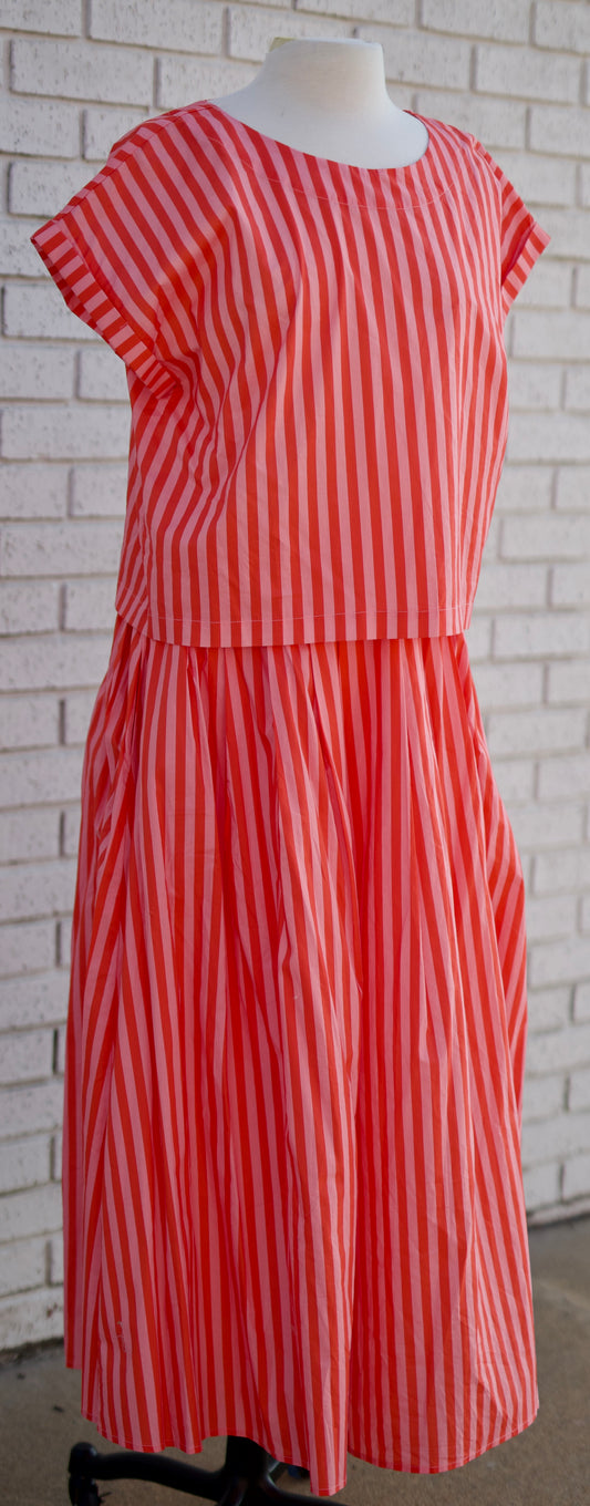 STRIPED MIDI SKIRT AND TOP 2 PC SET
