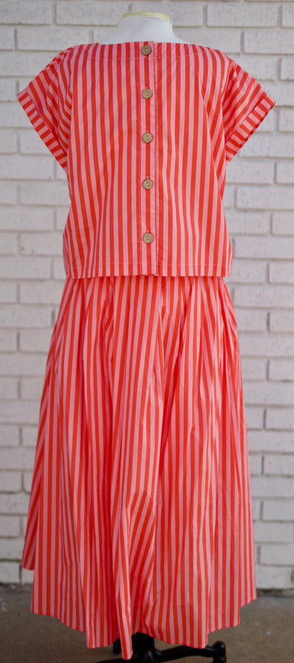 STRIPED MIDI SKIRT AND TOP 2 PC SET