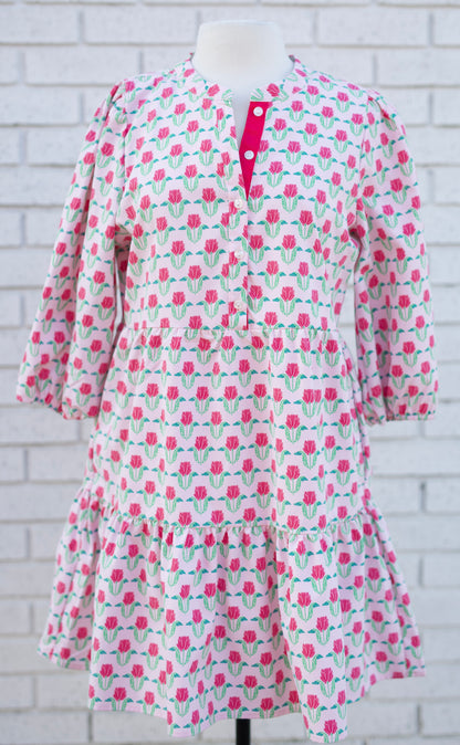 RILEY MINI DRESS - FLORA FANFARE PINK