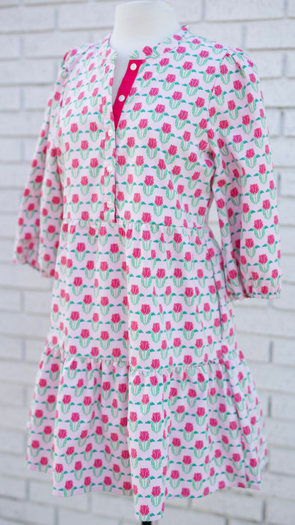 RILEY MINI DRESS - FLORA FANFARE PINK