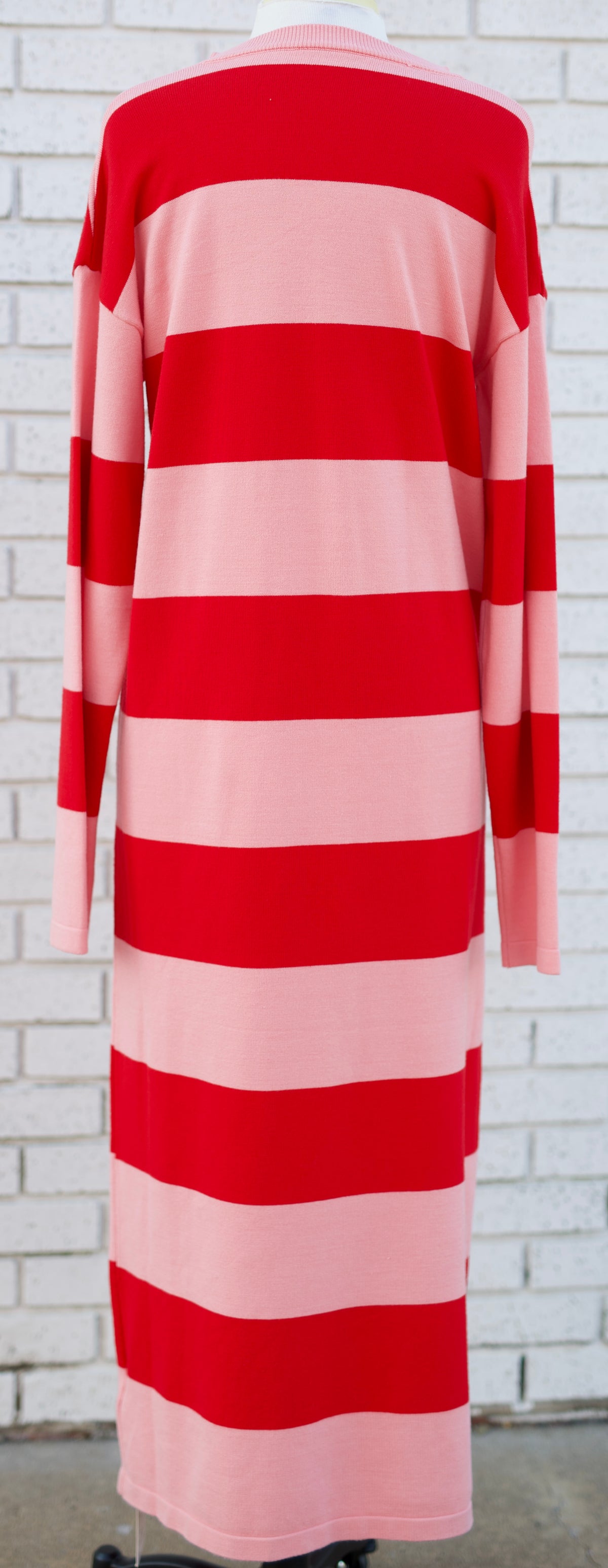 STRIPED KNIT SWEATER DRESS - PINK/RED - Pharm Favorites by Economy Pharmacy