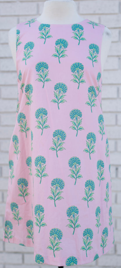 PINK SLEEVELESS DRESS WITH BACK TIE BOW