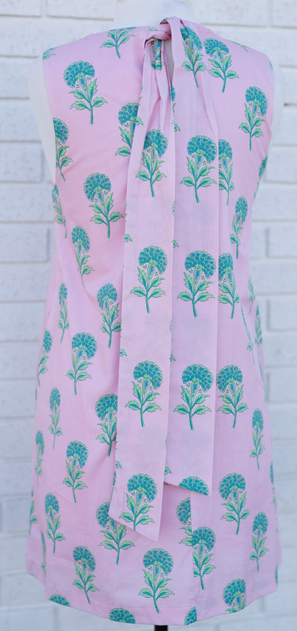 PINK SLEEVELESS DRESS WITH BACK TIE BOW