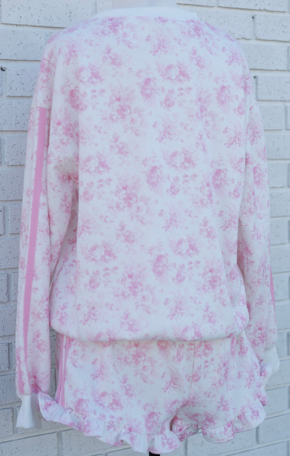 LT. PINK FLORAL FRENCH TERRY SWEATSHIRT/SHORT SET - Pharm Favorites by Economy Pharmacy