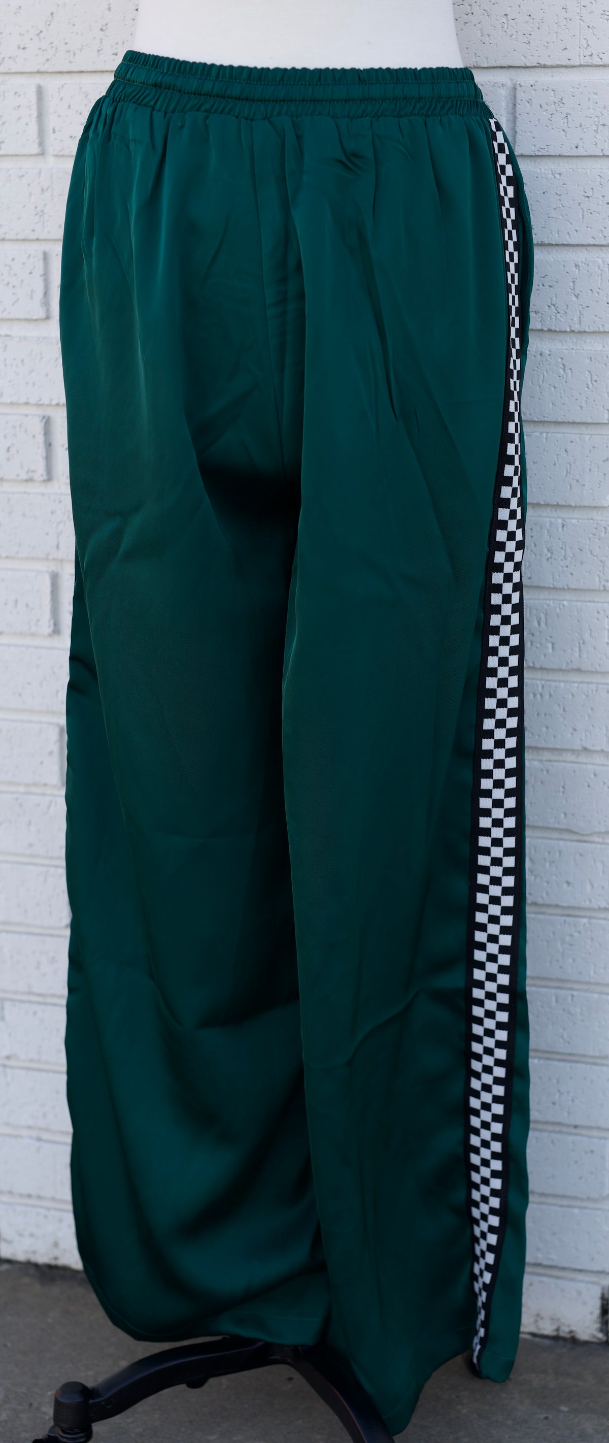 GREEN SOLID SATIN SWEATPANTS