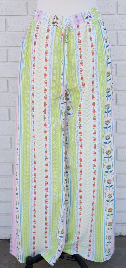 MULTI COLOR FLORAL WIDE LEG PANTS