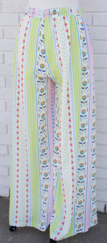 MULTI COLOR FLORAL WIDE LEG PANTS