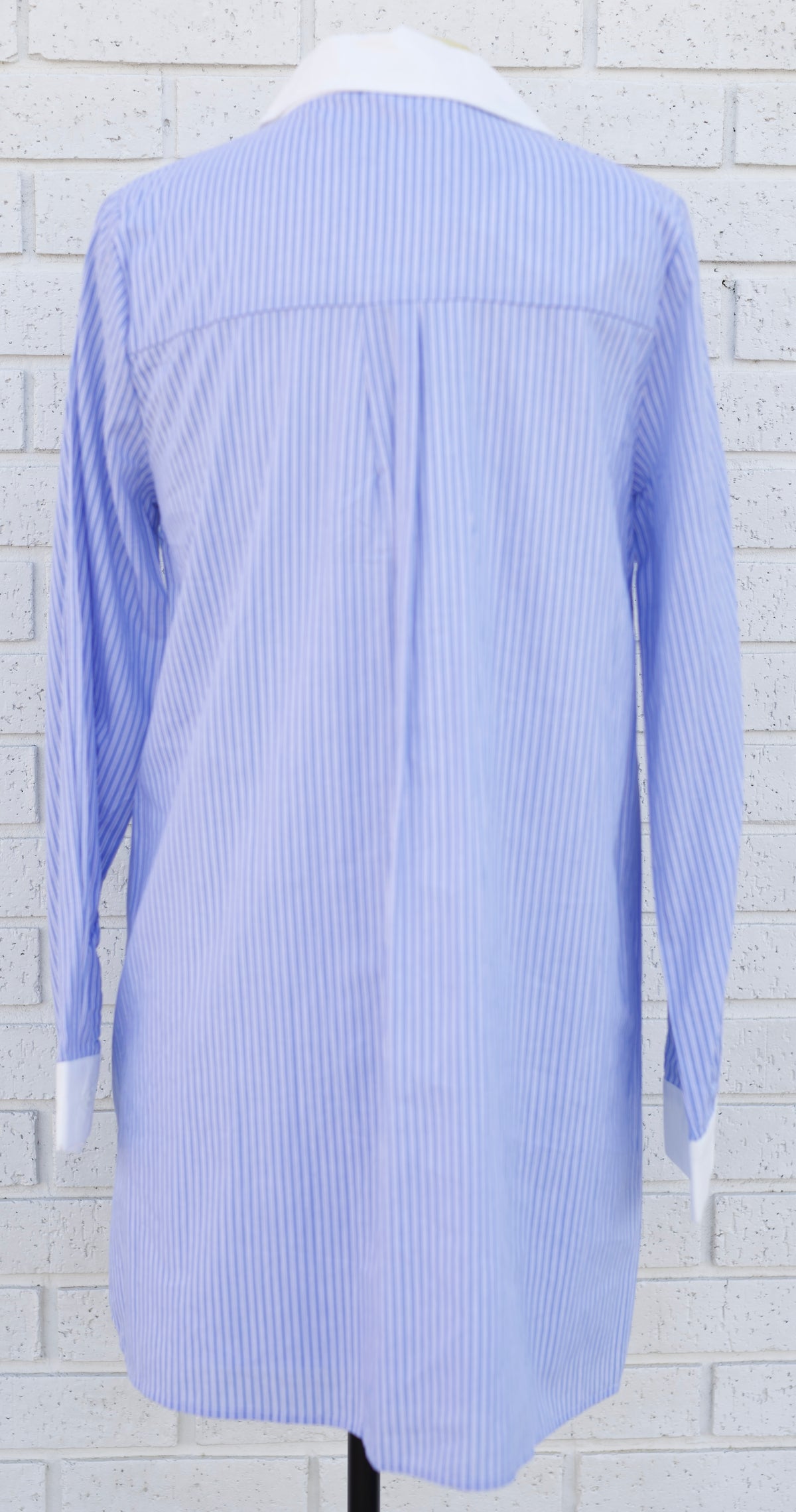SKY BLUE & WHITE PIN STRIPE PLEAT CONTRAST MINI DRESS - Pharm Favorites by Economy Pharmacy