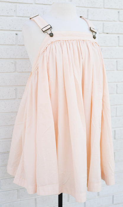 SALMON OVERALL STYLE FLOWY DRESS