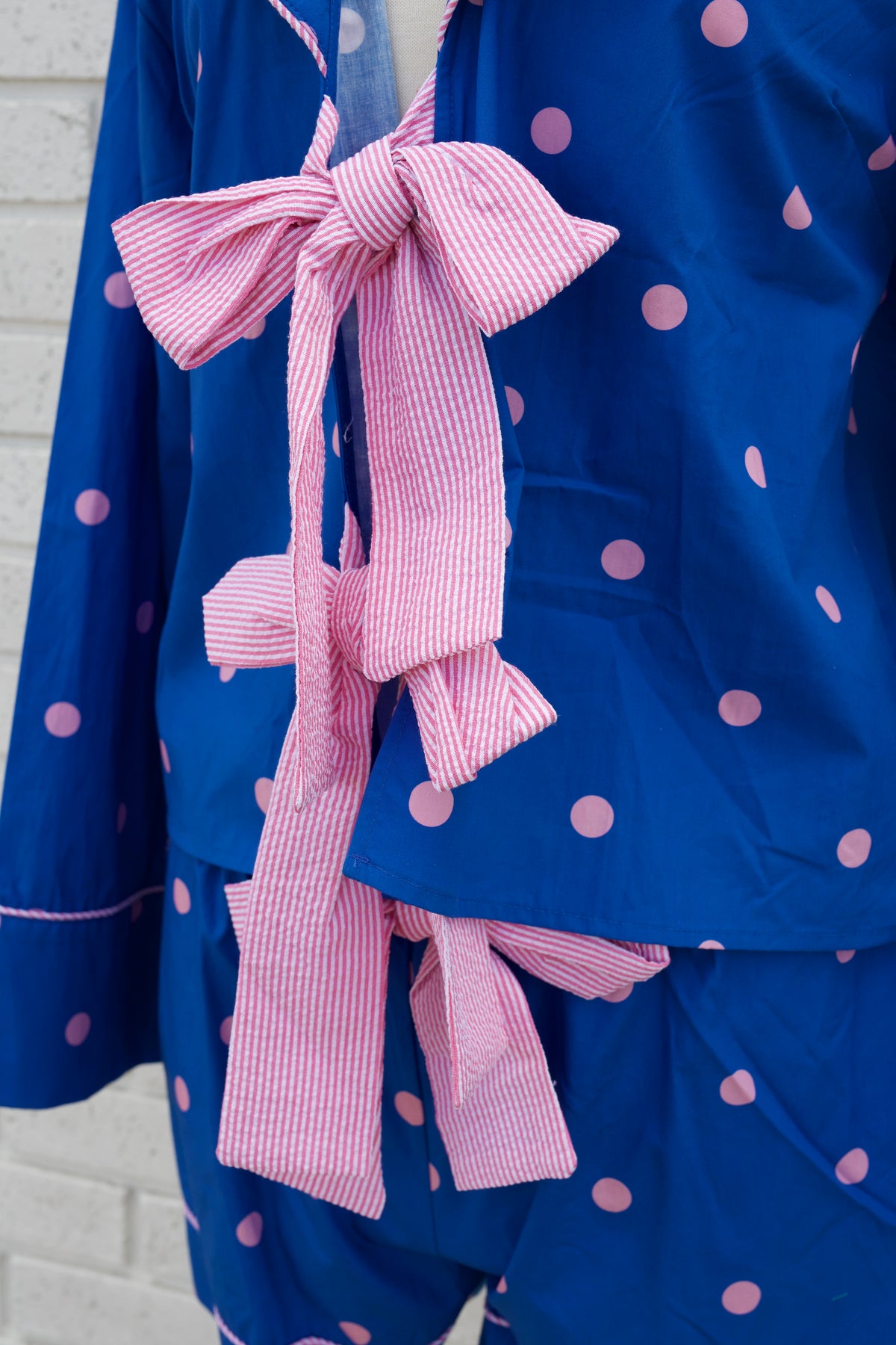 POLKA DOT POPLIN PJ 2 PC.SET - BLUE/PINK