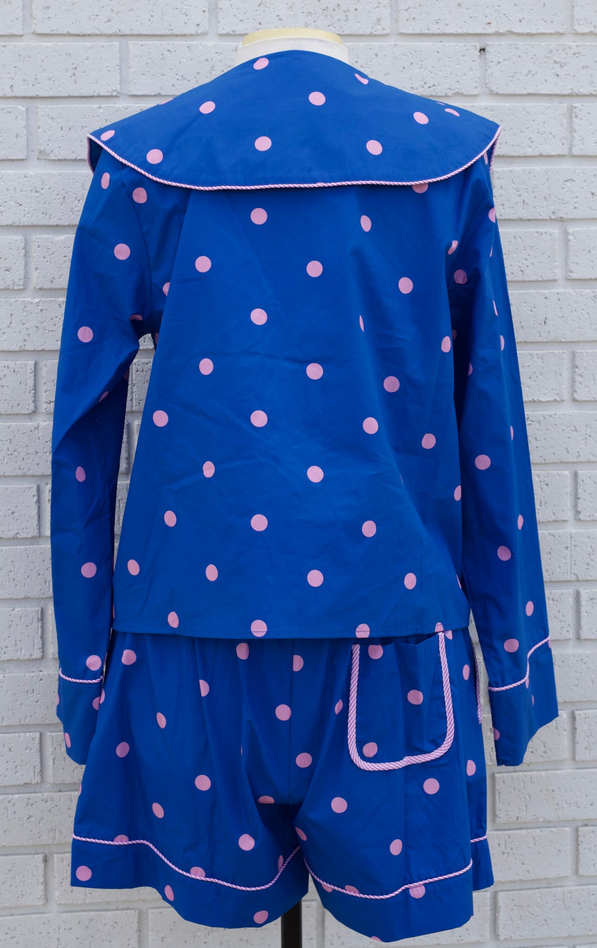 POLKA DOT POPLIN PJ 2 PC.SET - BLUE/PINK