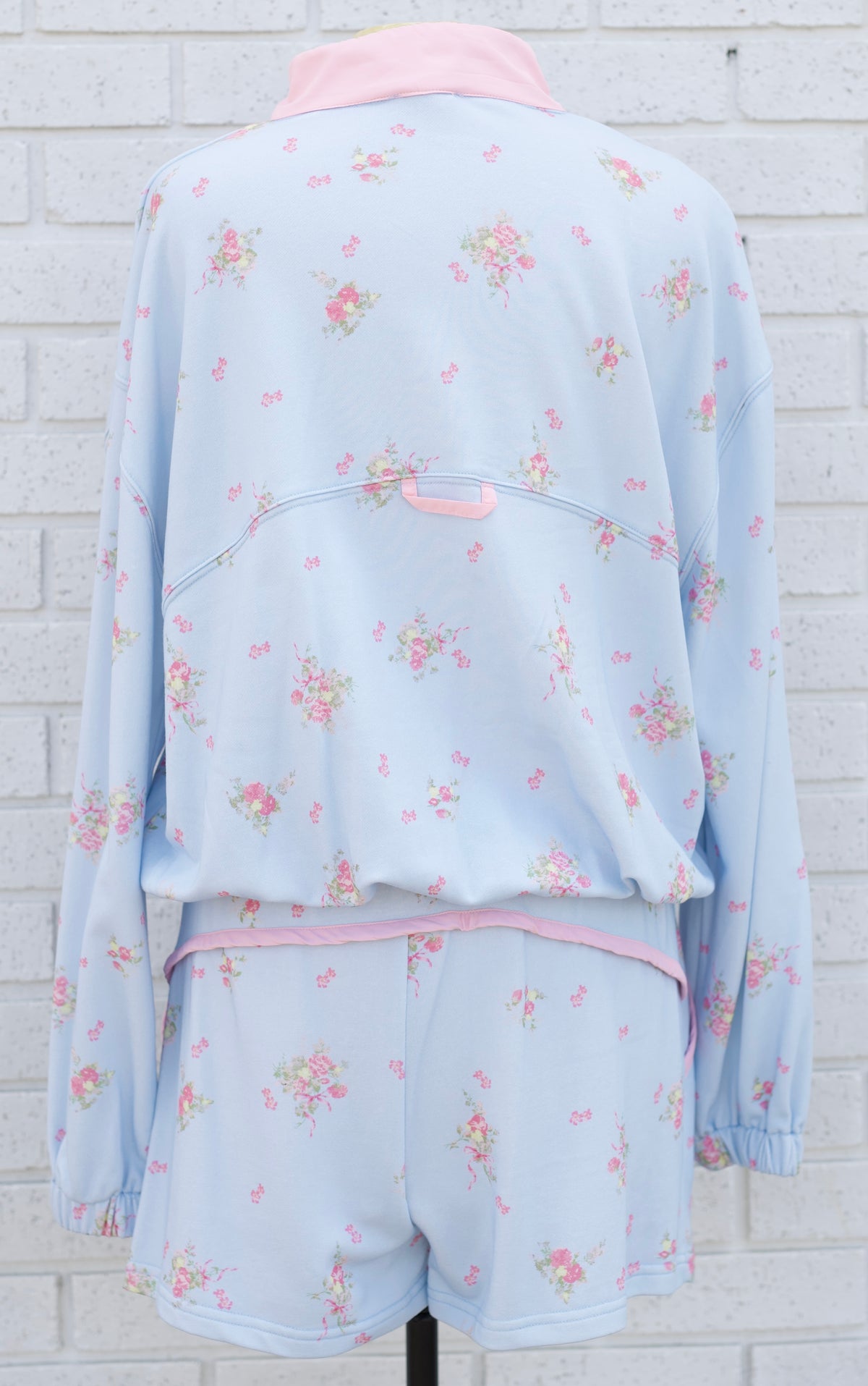 LIGHT BLUE/PINK FLORAL SHORT SET