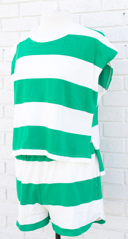 STRIPED 2PC TOP & SHORT SET