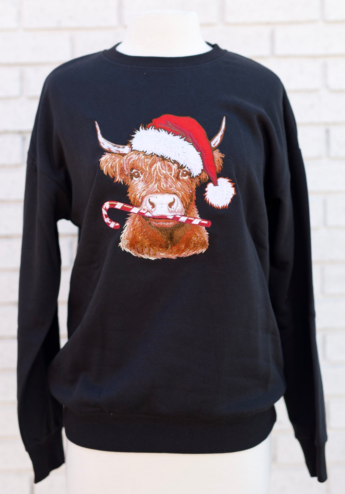 SIMPLY SOUTHERN BLACK HOLIDAY COW CREWNECK SWEATSHIRT