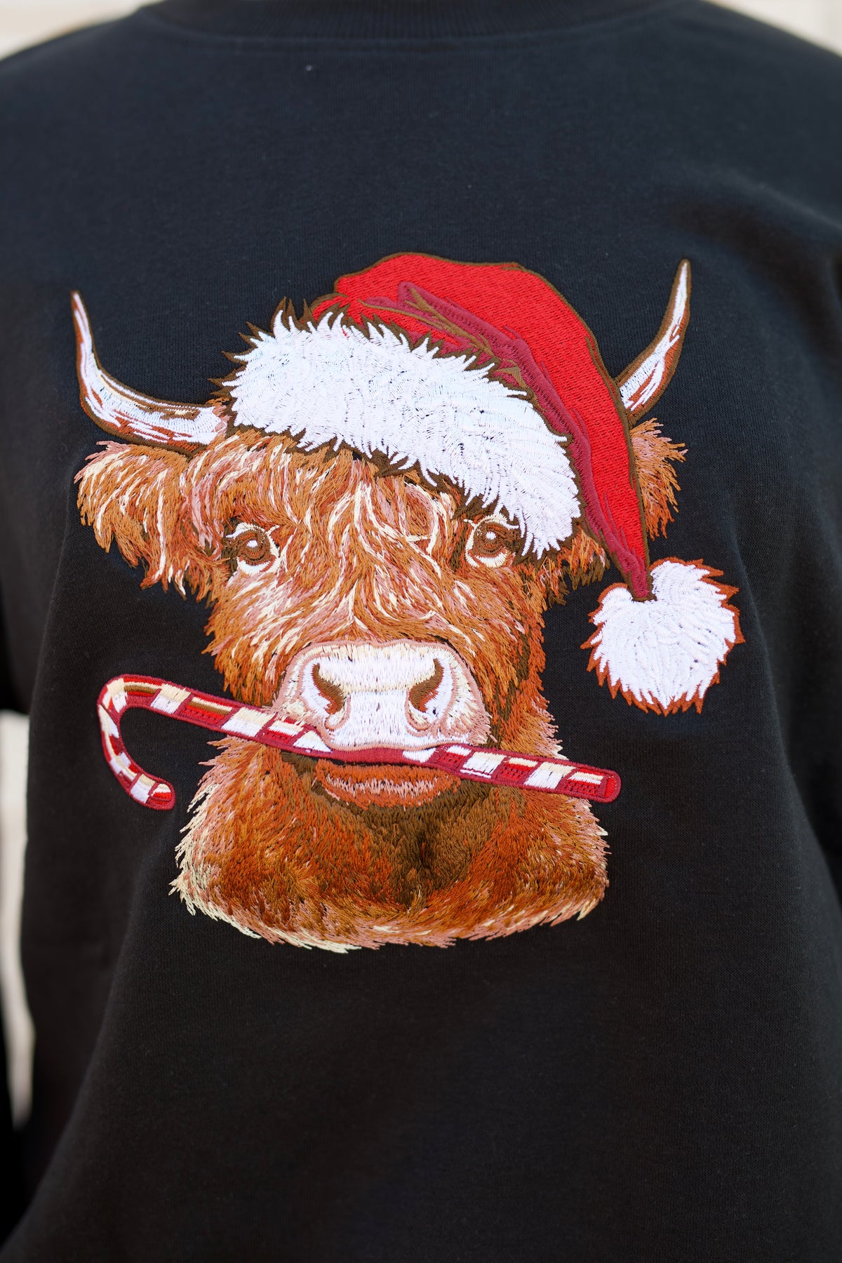 SIMPLY SOUTHERN BLACK HOLIDAY COW CREWNECK SWEATSHIRT