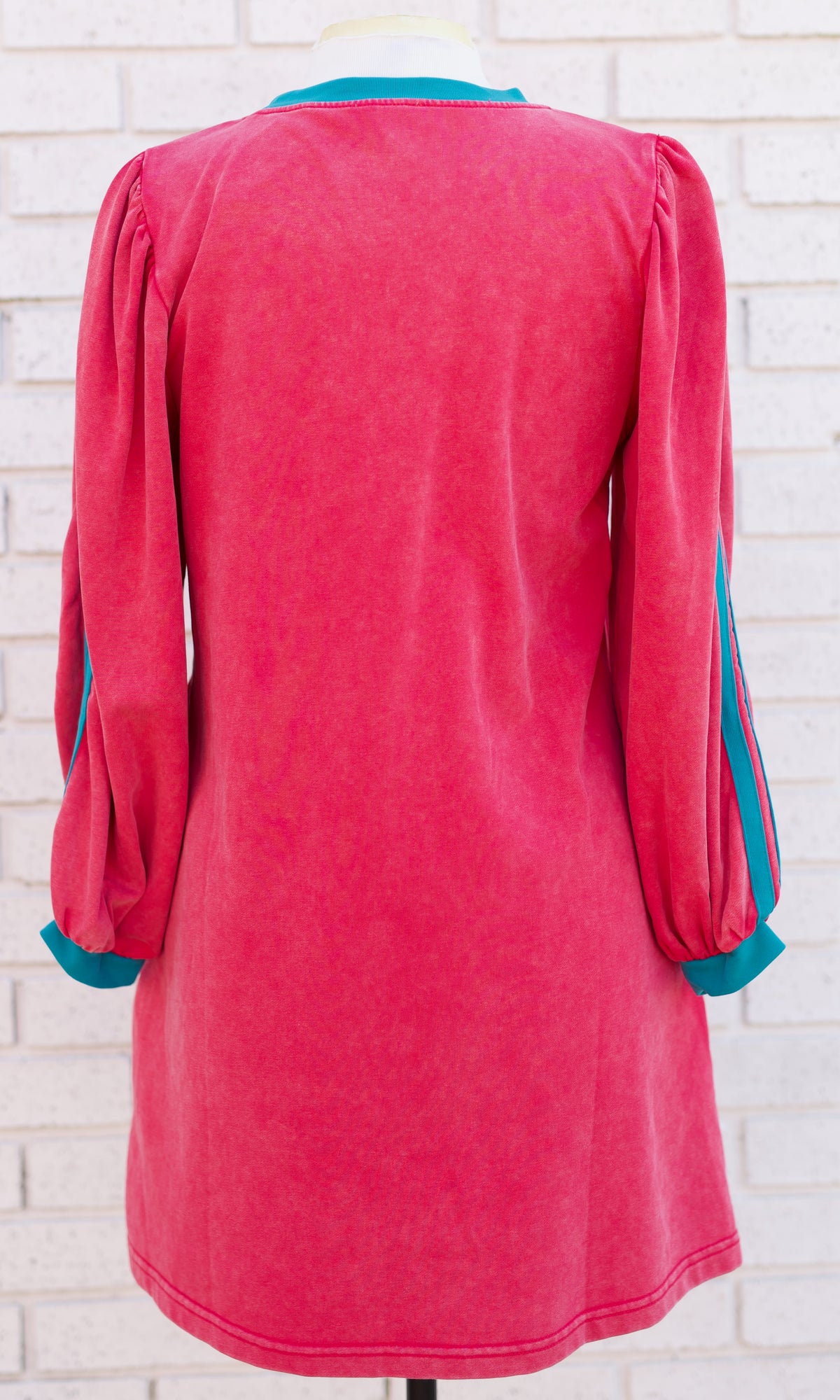 MAGENTA SWEATSHIRT DRESS W/TEAL CONTRAST DETAIL - Pharm Favorites by Economy Pharmacy