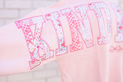 LIGHT PINK KINDNESS MOCK NECK SWEATSHIRT