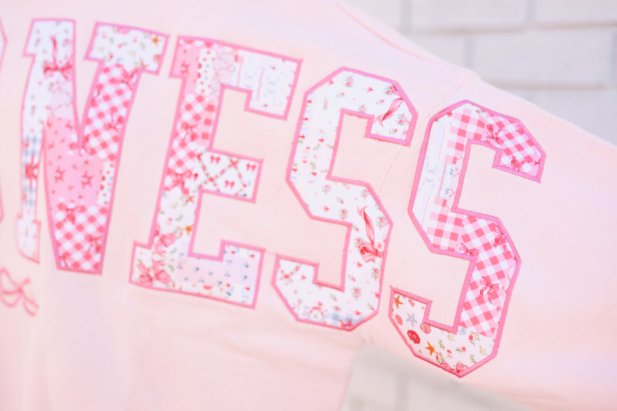 LIGHT PINK KINDNESS MOCK NECK SWEATSHIRT