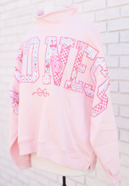 LIGHT PINK KINDNESS MOCK NECK SWEATSHIRT