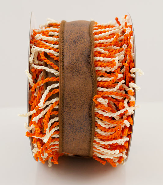 JOHN MARK RIBBON - PLEATHER FRINGE ORANGE - 4"X10YD