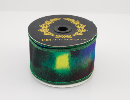 JOHN MARK RIBBON - WATER COLOR TAFFETA FUSED GREEN - 2.5"X10YD